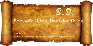 Bockmüller Dezideráta névjegykártya